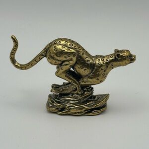 Brass Running Cheetah Miniature Figurine Sculpture